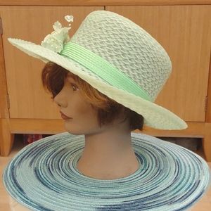 August Light Green Hat W/Non Removable Green Flower.